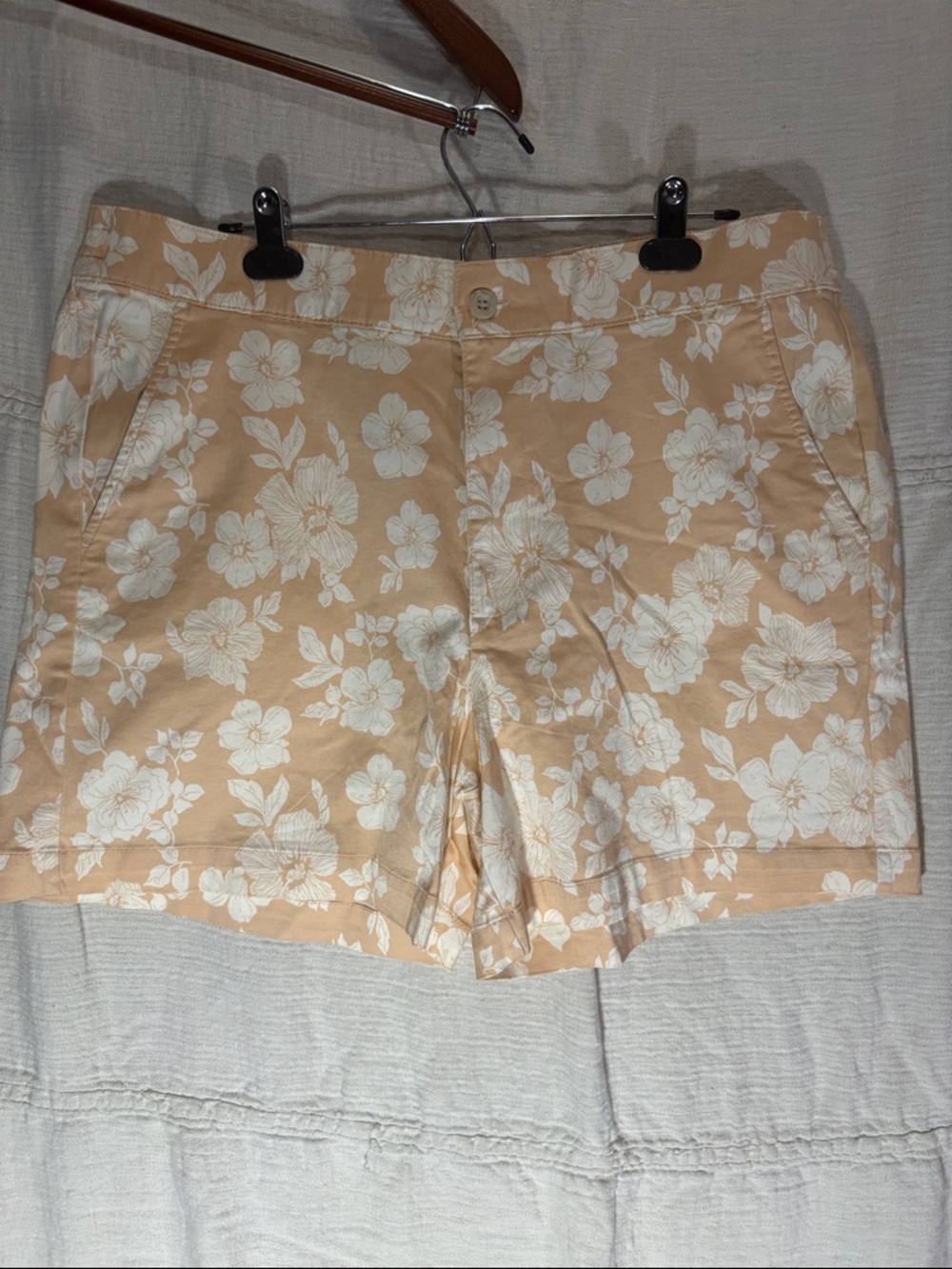 Floral Peach Bermuda Shorts - Women's Tailored Summer Shorts